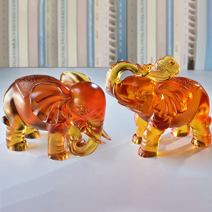 Buddha Stonesイエロー リュウリ クリスタル 象の鼻 上下デザイン 強さ 家の装飾 - image 19