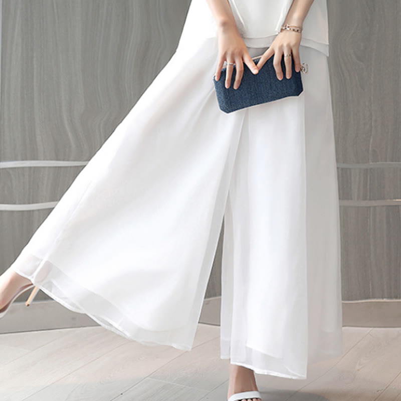 Buddha Stonesホワイトインクプリントデザイン 半袖 レディース 瞑想 ミディドレス パンツ 禅服 - ホワイトパンツ（パンツのみ） - US8-10，UK/AU12-14，EU40-42 (2XL) - image 13