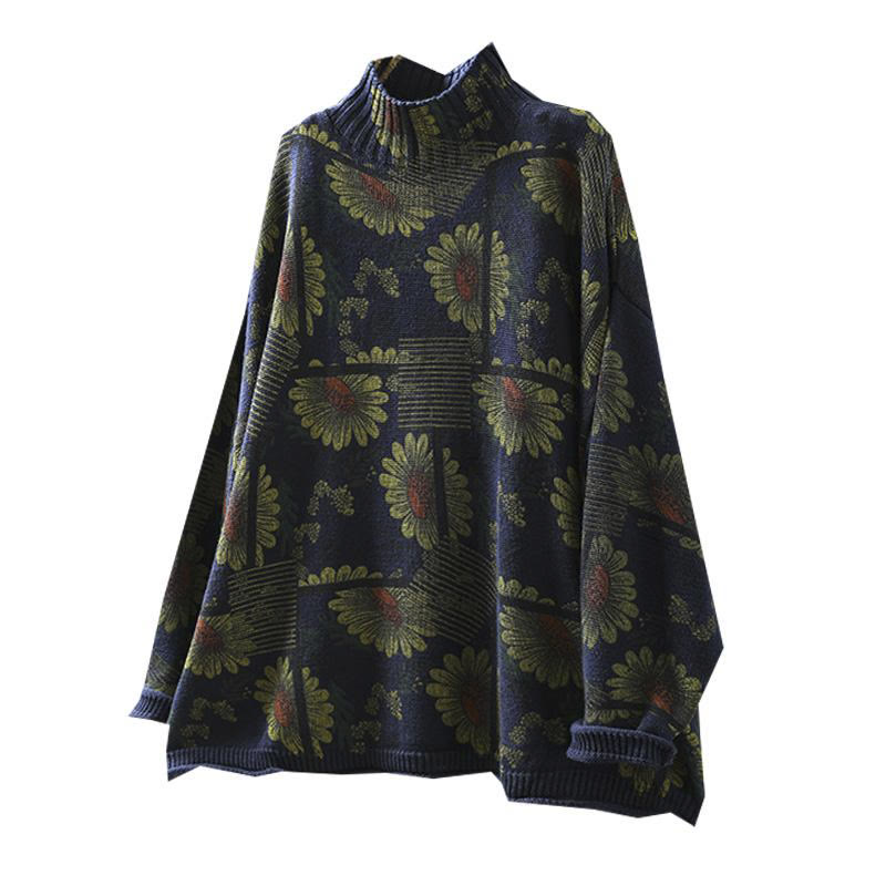 Buddha Stonesひまわり柄 モックネック 長袖 レディース コットンセーター - image 12