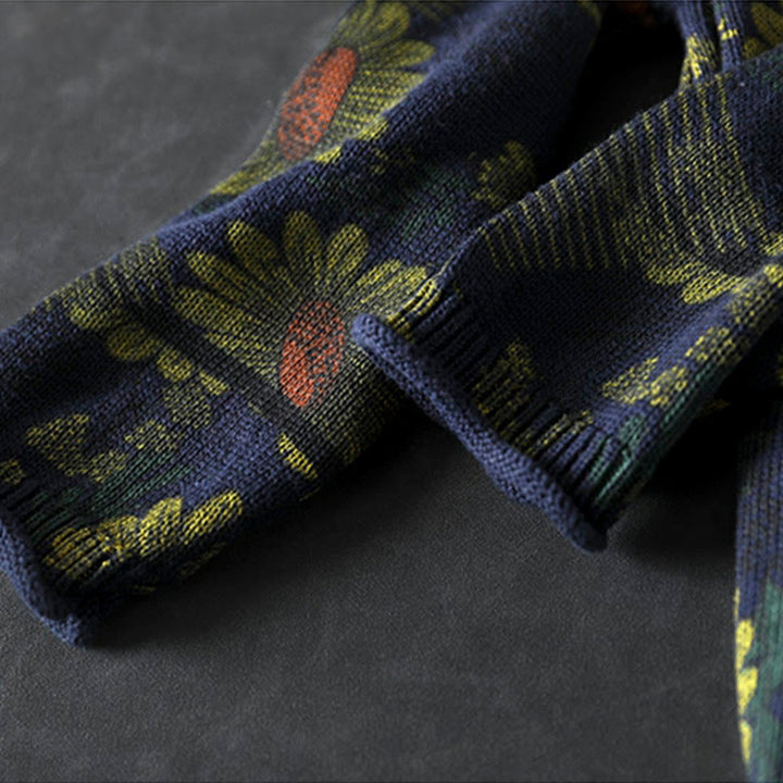 Buddha Stonesひまわり柄 モックネック 長袖 レディース コットンセーター - image 9