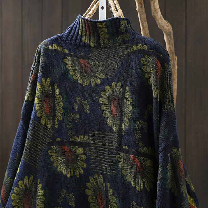 Buddha Stonesひまわり柄 モックネック 長袖 レディース コットンセーター - image 5
