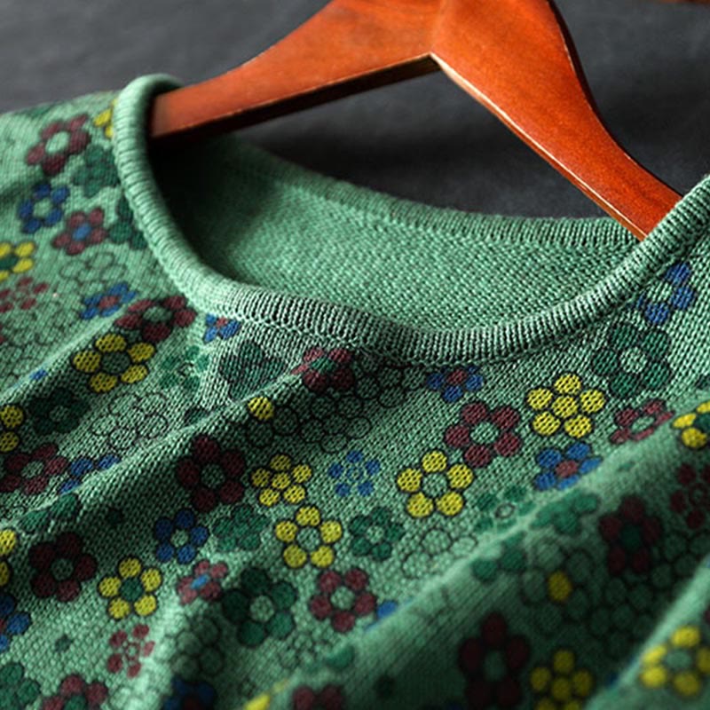 Buddha Stonesカラフルフラワー柄 レディース コットン 長袖 セーター ポケット付き - image 6