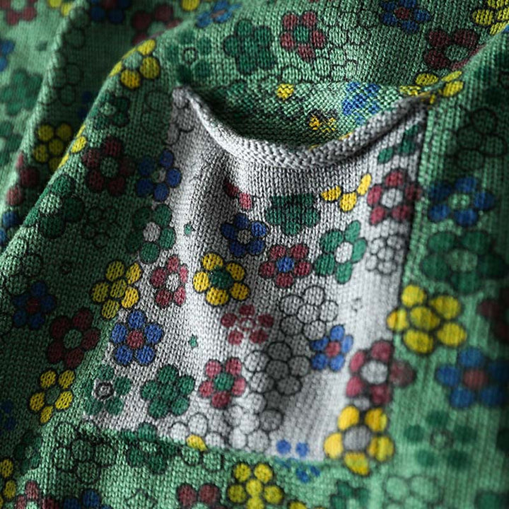 Buddha Stonesカラフルフラワー柄 レディース コットン 長袖 セーター ポケット付き - image 9