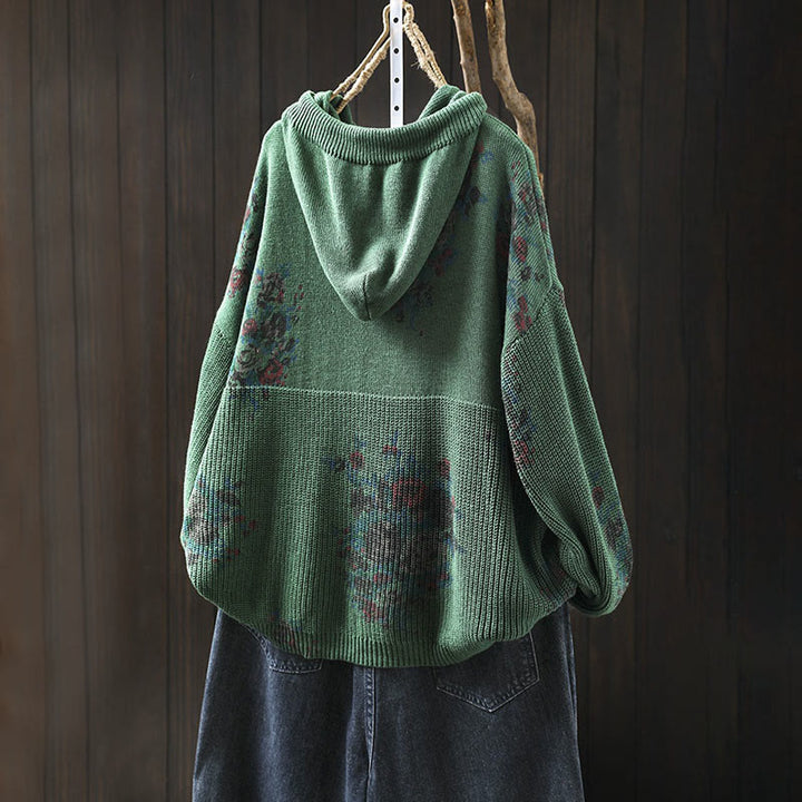 Buddha Stonesレディース ニット フローラル コットン 長袖 フード付きセーター - image 11