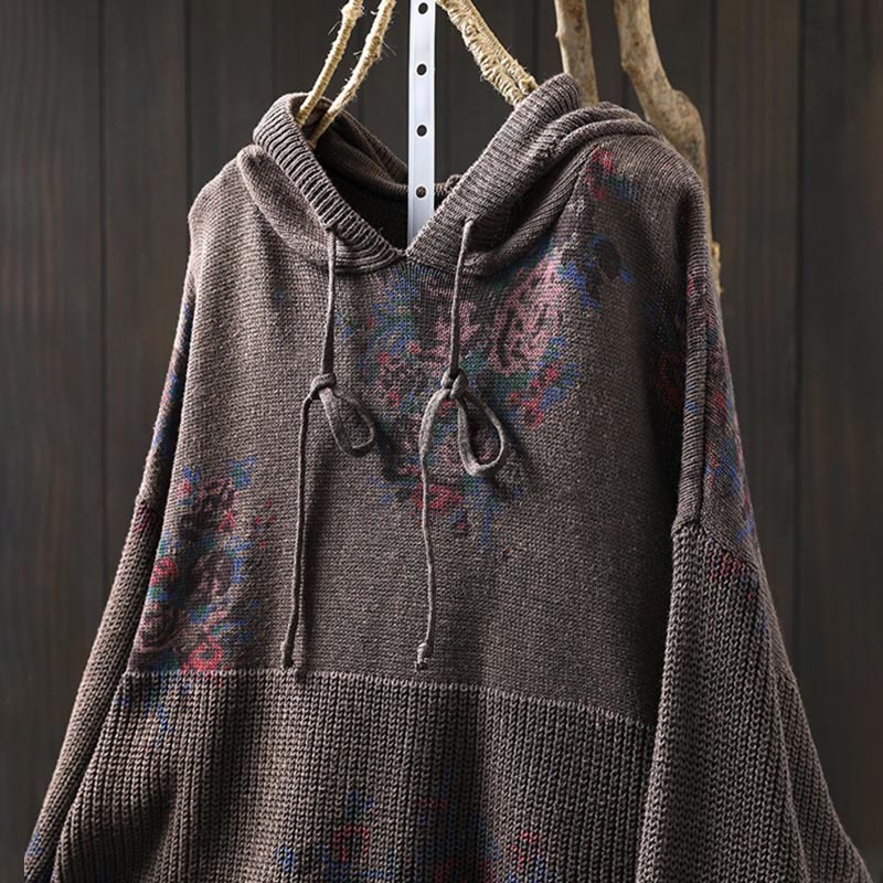 Buddha Stonesレディース ニット フローラル コットン 長袖 フード付きセーター - image 23