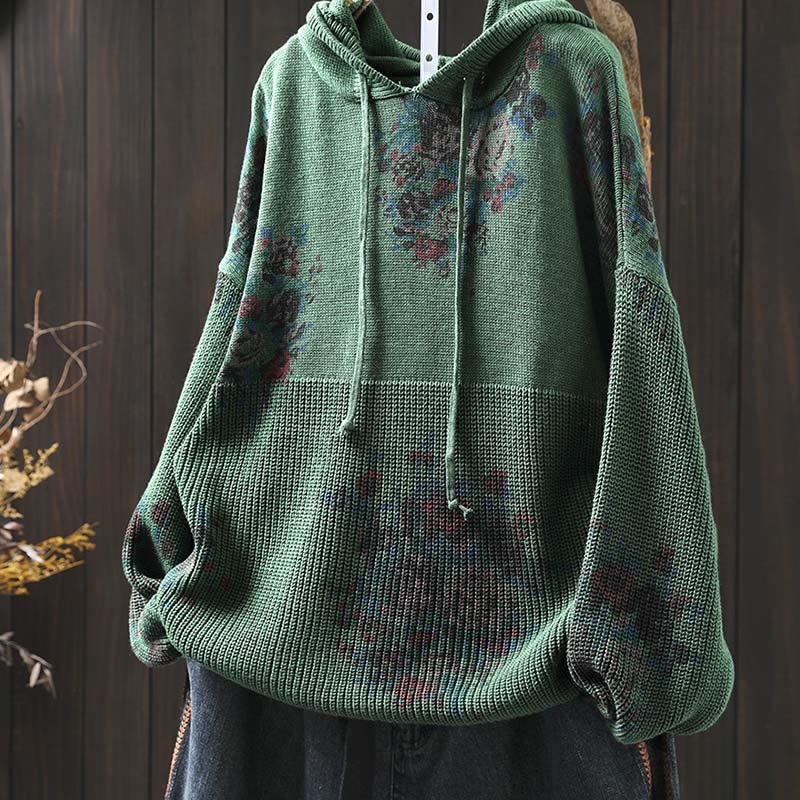 Buddha Stonesレディース ニット フローラル コットン 長袖 フード付きセーター - image 12