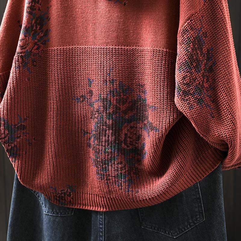 Buddha Stonesレディース ニット フローラル コットン 長袖 フード付きセーター - image 9