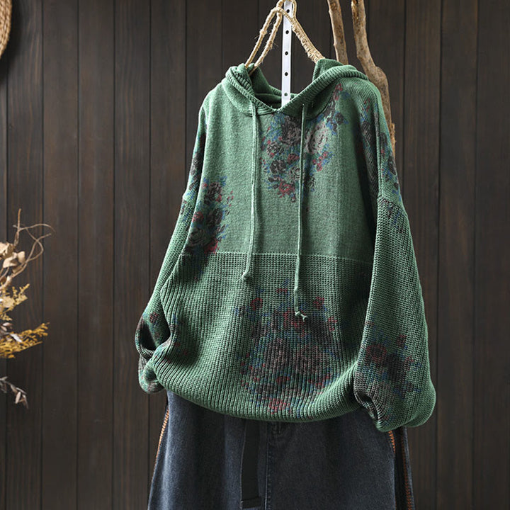 Buddha Stonesレディース ニット フローラル コットン 長袖 フード付きセーター - ミディアムシーグリーン - US4-6、 UK/AU8-10、 EU36-38 (F) - image 10