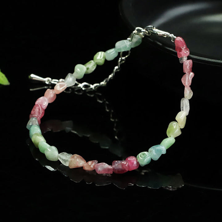 Buddha Stones 4mm極細ビーズトルマリン 不規則ビーズ ポジティブチェーンブレスレット - image 5