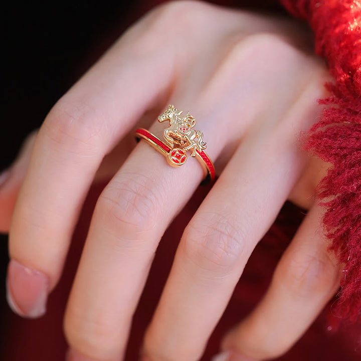 Buddha Stones銅製赤紐銅貨 午年 オープニングバランスリング - image 4