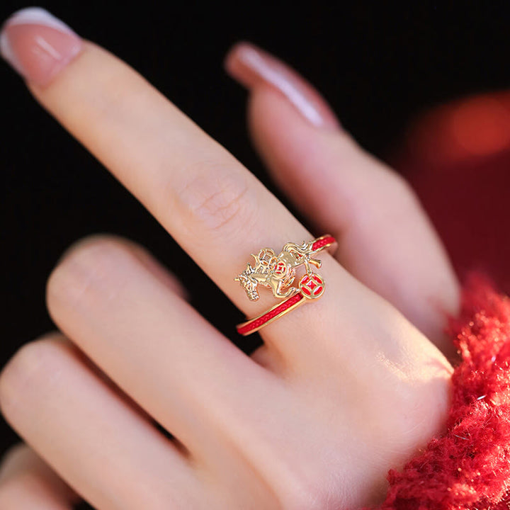 Buddha Stones銅製赤紐銅貨 午年 オープニングバランスリング - image 3