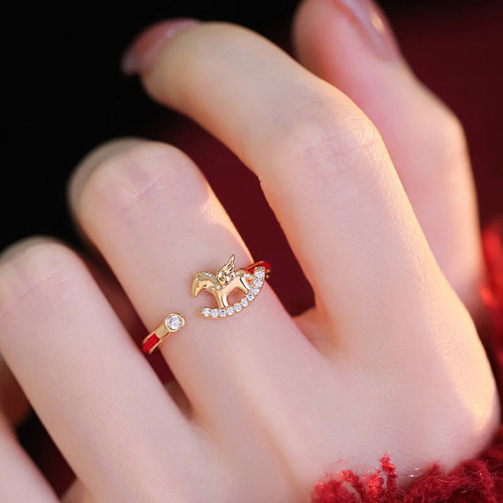 Buddha Stonesオープニング銅製金運馬年赤紐の指輪 - image 4