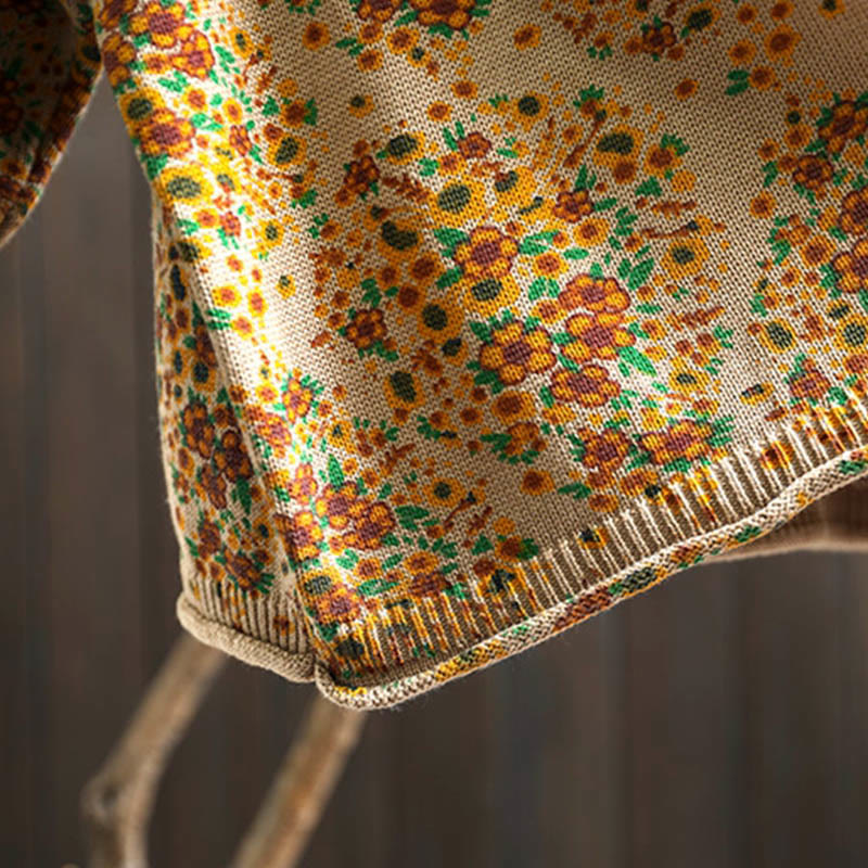 Buddha Stonesレディース ニット フローラル コットン リブヘム 長袖 モックネック セーター - image 10