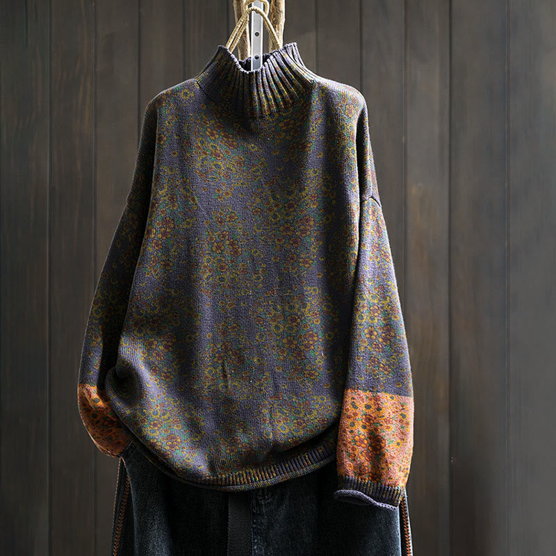 Buddha Stonesレディース ニット フローラル コットン リブヘム 長袖 モックネック セーター - インジゴ - US4-6、 UK/AU8-10、 EU36-38 (F) - image 18