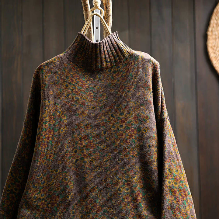 Buddha Stonesレディース ニット フローラル コットン リブヘム 長袖 モックネック セーター - image 15