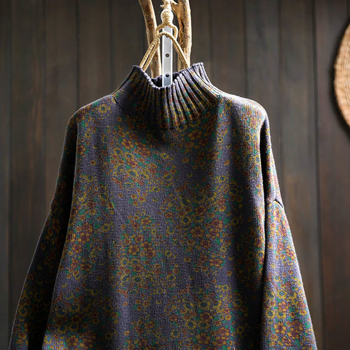 Buddha Stonesレディース ニット フローラル コットン リブヘム 長袖 モックネック セーター - image 19