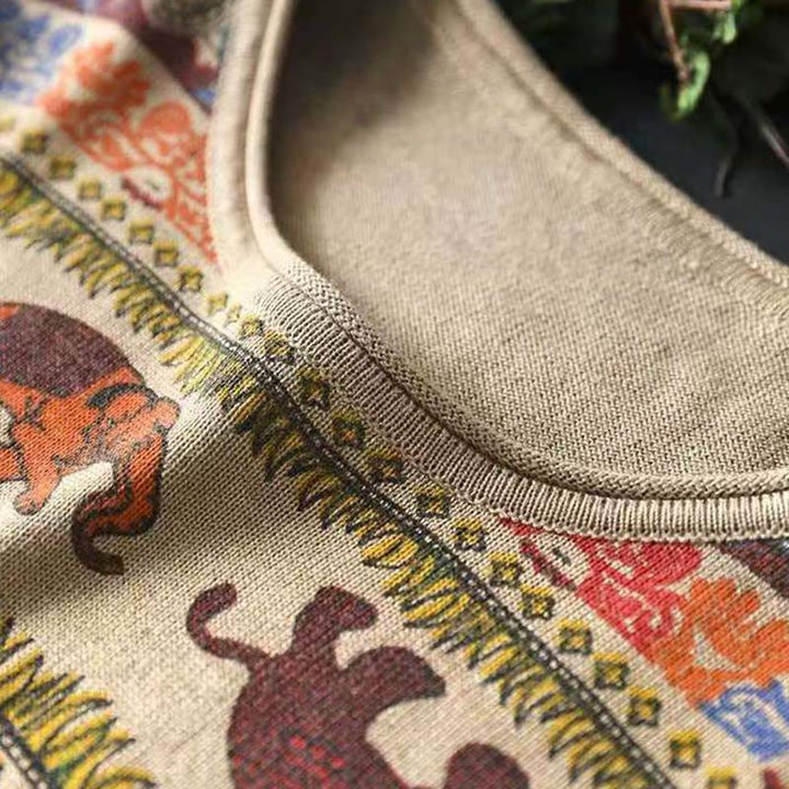 Buddha Stones秋 象柄 ニット コットン レディース 長袖 セーター ポケット付き - image 8