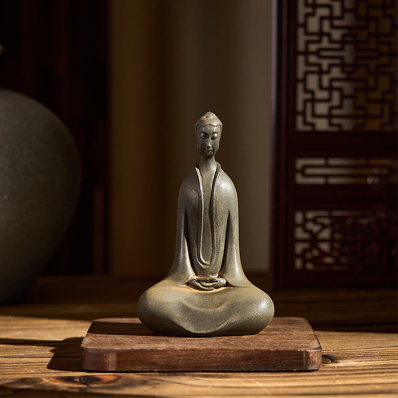 Buddha Stones手作り 釈迦牟尼仏 鉄粉 錆 鋳造 樹脂 像 家の装飾 - image 4