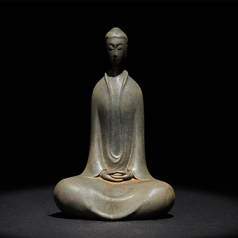Buddha Stones手作り 釈迦牟尼仏 鉄粉 錆 鋳造 樹脂 像 家の装飾 - 錆釈迦牟尼仏 11.5*7.4*4.5cm - image 8
