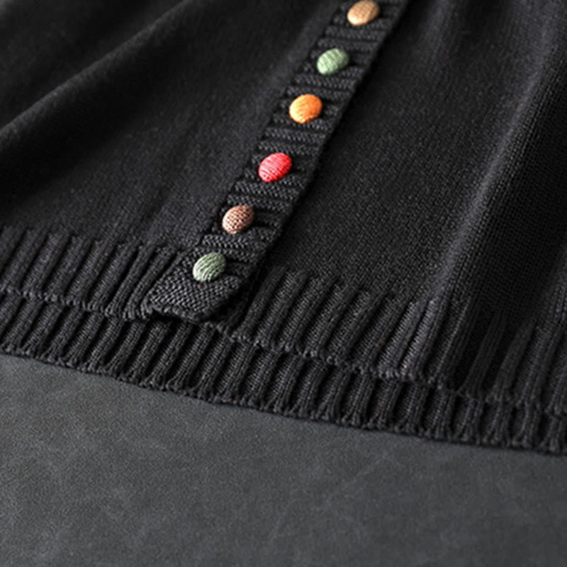 Buddha Stones無地ニット カラフルボタンデザイン コットン レディース 長袖カーディガン セーター - image 7