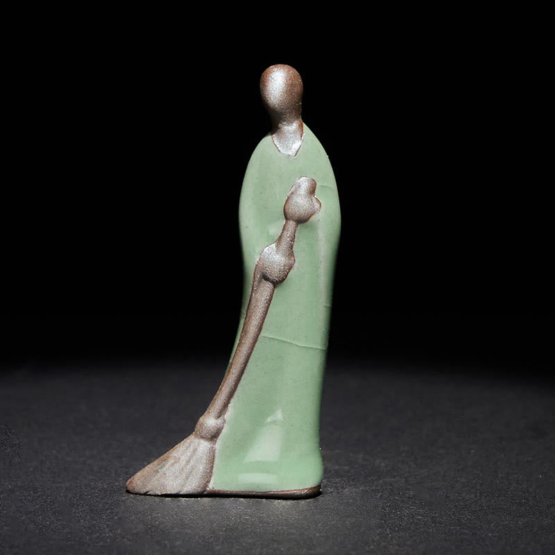 Buddha Stones小さな無形の仏掃除僧 陶器像 家の装飾 3.5*1.5*7cm - 仏像 3.5×1.5×7cm - image 0