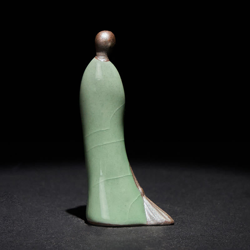 Buddha Stones小さな無形の仏掃除僧 陶器像 家の装飾 3.5*1.5*7cm - image 4