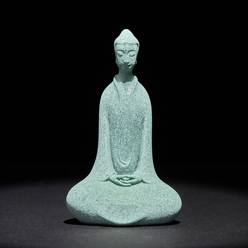 Buddha Stones瞑想用仏像 砂岩製 家庭用 卓上装飾 6×4.5×9.5cm - 仏像 6×4.5×9.5cm - image 0