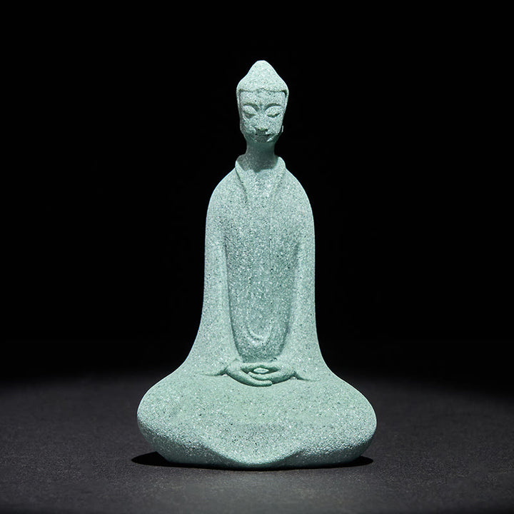 Buddha Stones瞑想用仏像 砂岩製 家庭用 卓上装飾 6×4.5×9.5cm - 仏像 6×4.5×9.5cm - image 0