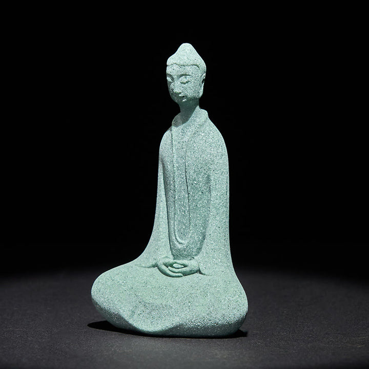 Buddha Stones瞑想用仏像 砂岩製 家庭用 卓上装飾 6×4.5×9.5cm - image 3