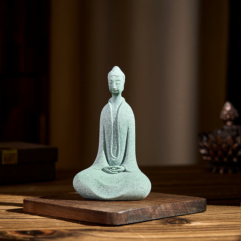 Buddha Stones瞑想用仏像 砂岩製 家庭用 卓上装飾 6×4.5×9.5cm - image 2