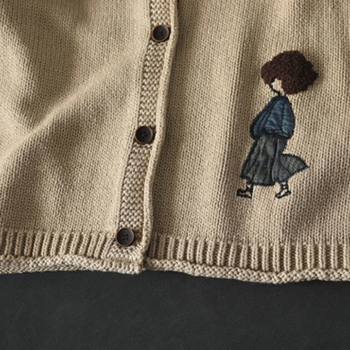 Buddha Stonesパッチワーク図柄ボタンコットンレディース長袖カーディガンセーター - image 5