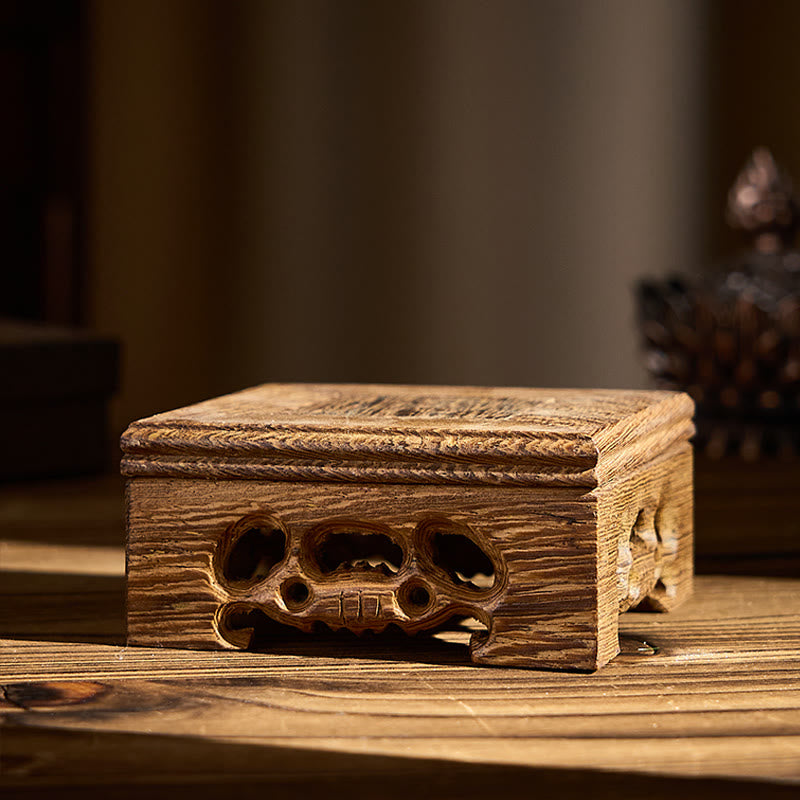 Buddha Stones無形の仏陶器 ウェンジ木製 机 静寂 装飾 - 小さな正方形のテーブル 8*8*3.8 cm - image 5