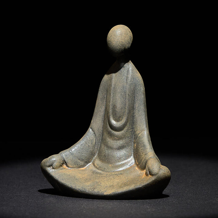 Buddha Stones手作り 座像無形の仏鉄粉 錆 鋳造 樹脂 像 装飾 - 仏像 9.5×7.5×5.5 cm - image 0