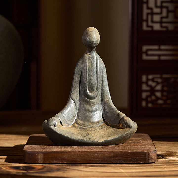 Buddha Stones手作り 座像無形の仏鉄粉 錆 鋳造 樹脂 像 装飾 - image 1