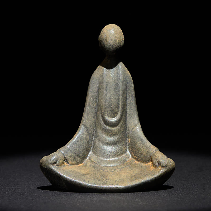 Buddha Stones手作り 座像無形の仏鉄粉 錆 鋳造 樹脂 像 装飾 - image 3