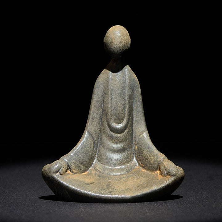 Buddha Stones手作り 座像無形の仏鉄粉 錆 鋳造 樹脂 像 装飾 - image 3
