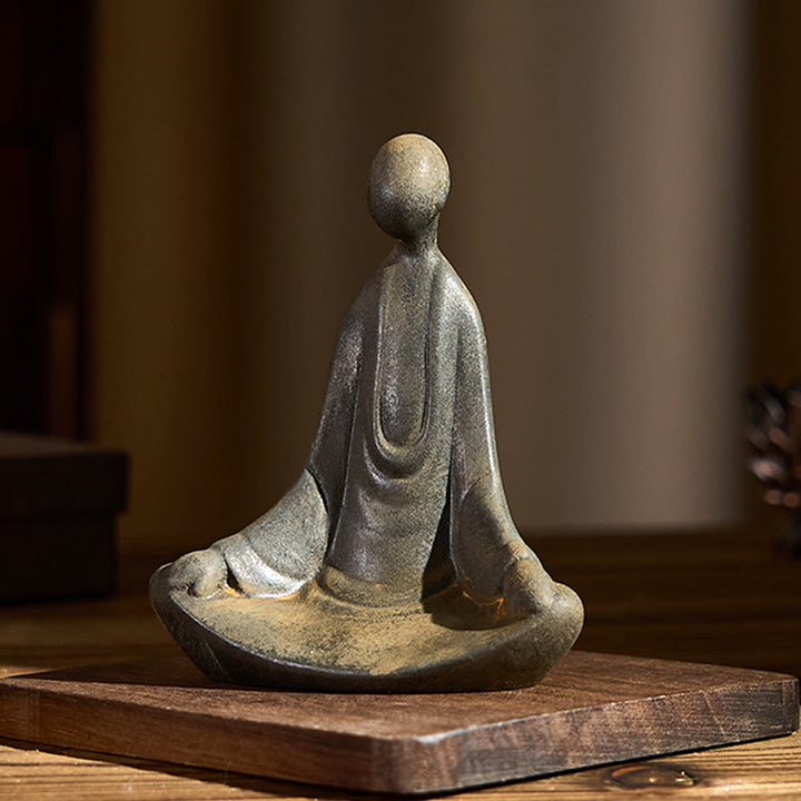 Buddha Stones手作り 座像無形の仏鉄粉 錆 鋳造 樹脂 像 装飾 - image 2