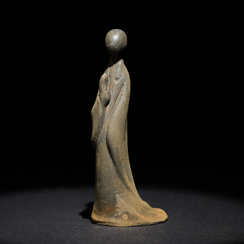 Buddha Stones手作り 立像無形の仏鉄粉 錆 鋳造 樹脂 像 装飾 - 仏像 11×4×5 cm - image 0