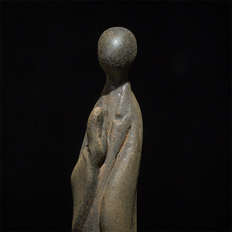 Buddha Stones手作り 立像無形の仏鉄粉 錆 鋳造 樹脂 像 装飾 - image 5