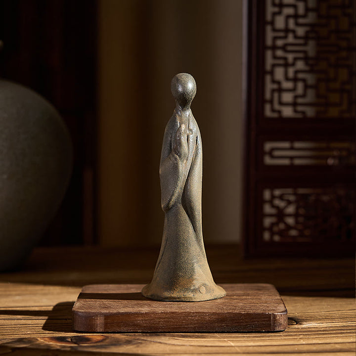 Buddha Stones手作り 立像無形の仏鉄粉 錆 鋳造 樹脂 像 装飾 - image 3