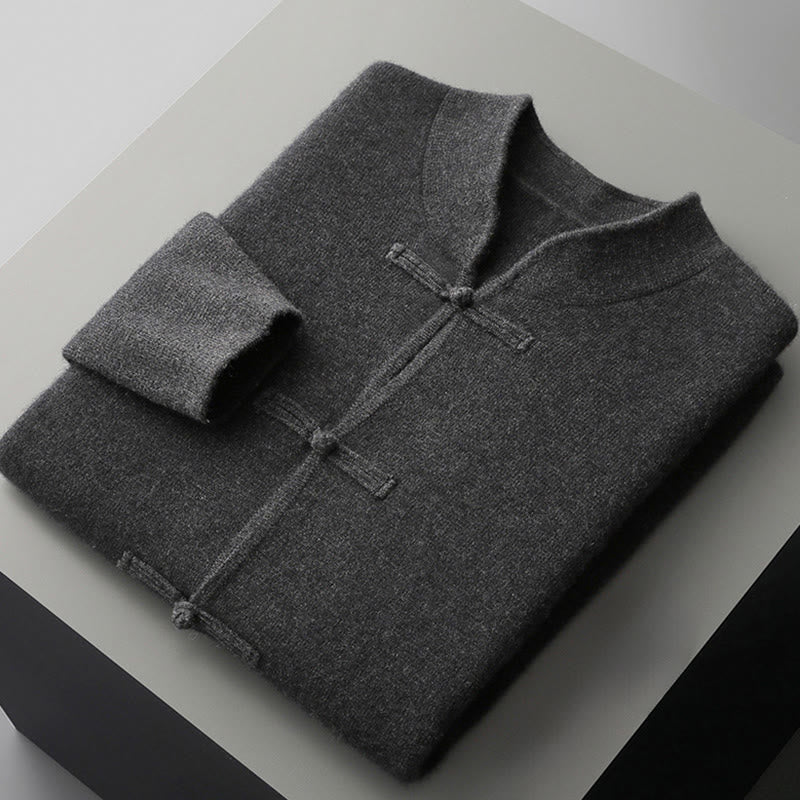 Buddha Stones冬用 無地 中国風 カエルボタン メンズ ウール 長袖 セーター - image 17