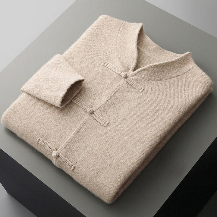 Buddha Stones冬用 無地 中国風 カエルボタン メンズ ウール 長袖 セーター - image 9