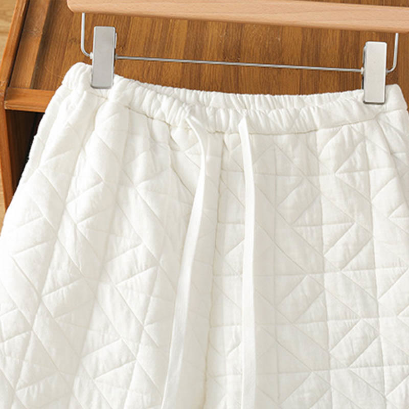 Buddha Stonesレディース 秋冬 無地 ドローストリング サーマル ワイドレッグパンツ ポケット付き - image 2