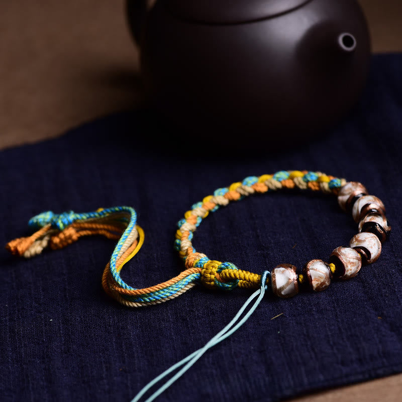 チベット産Buddha Stones琉璃ガラス 健康と安全を祈願する紐ブレスレット - image 8