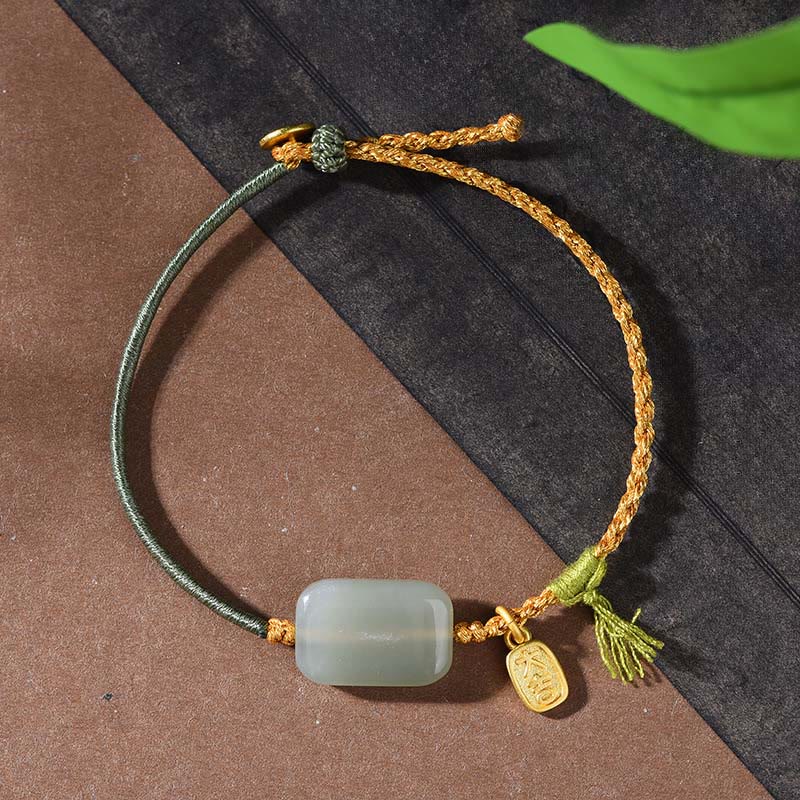 Buddha Stones925スターリングシルバー 和田翡翠豊かさのブレスレット - 和田翡翠とダークグリーンの紐（手首周り：15～18cm） - image 8