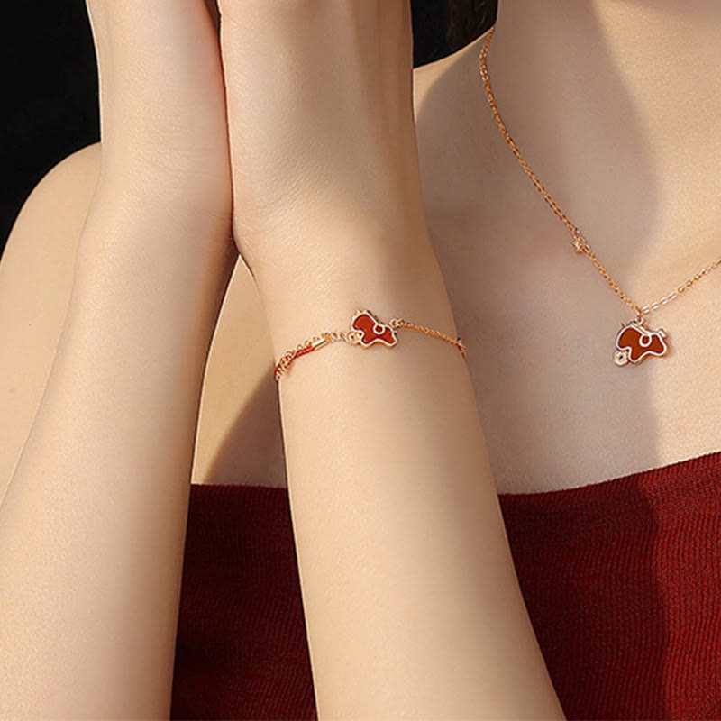 Buddha Stones925スターリングシルバー 馬年コインチャーム レッドアゲート良縁祈願ネックレスペンダント - image 23