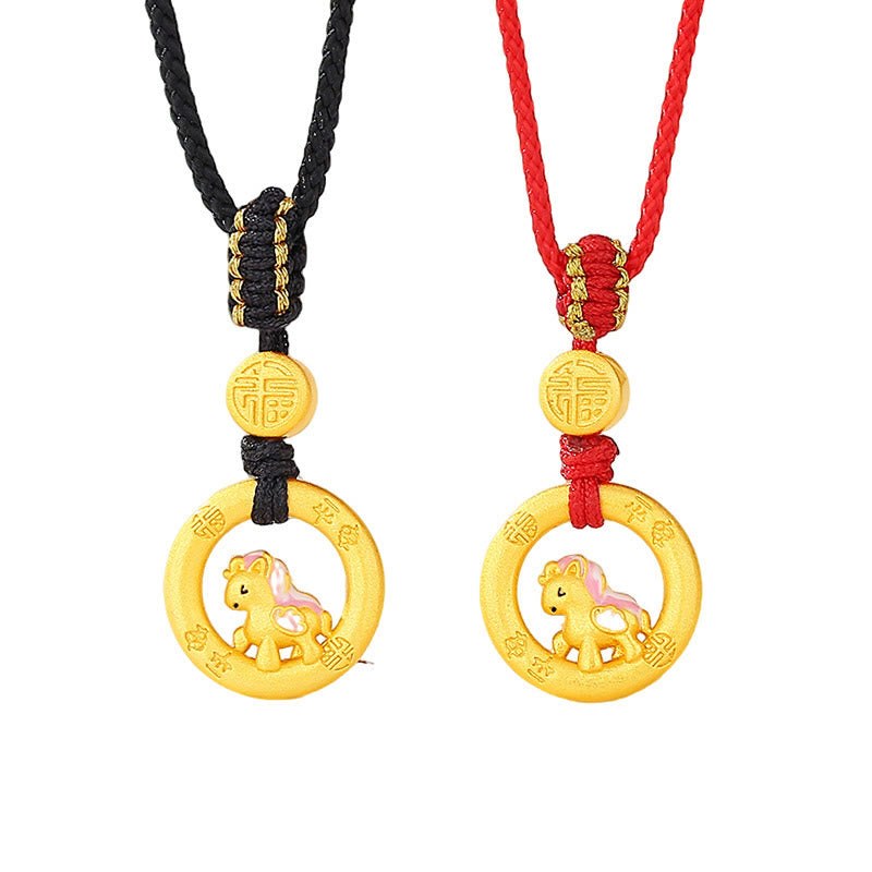 Buddha Stones925スターリングシルバー 馬年平和のお守りチャーム福の字 幸運のネックレスペンダント - image 13