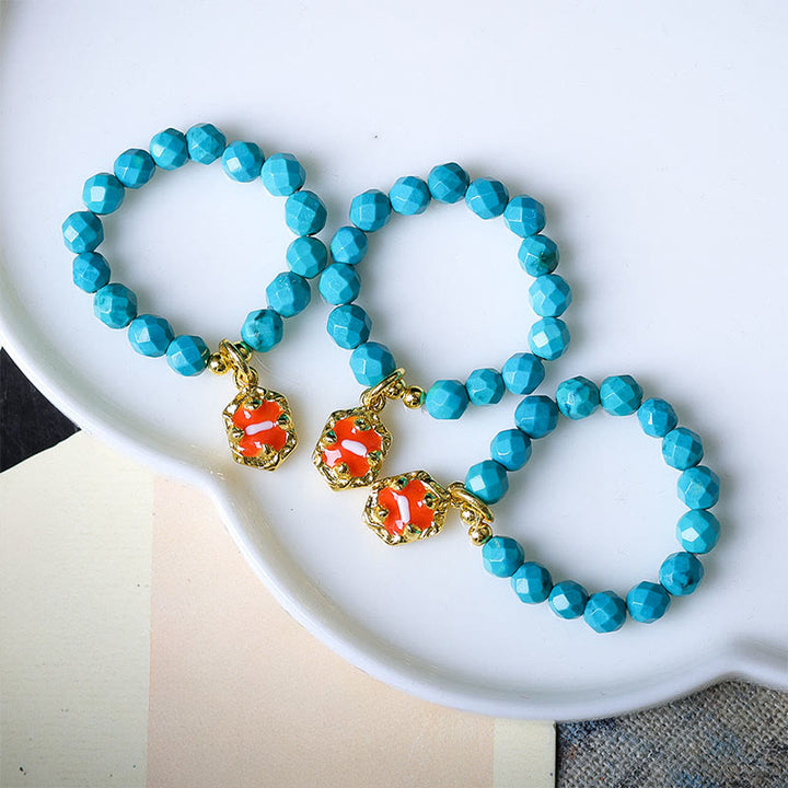 Buddha Stones 4mm 極細ターコイズ ファセットビーズデザイン 強度 弾性リング - image 4