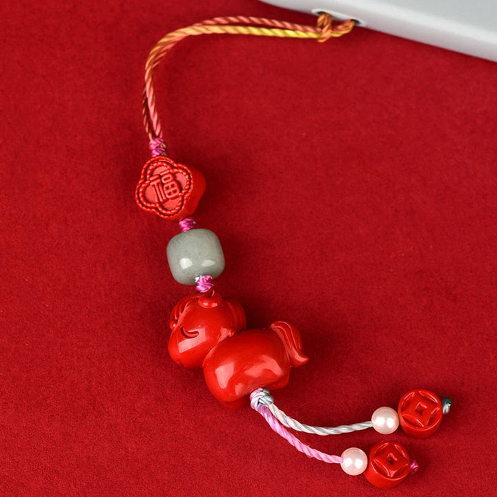 Buddha Stones午年 天然辰砂 福文字良縁祈願携帯電話 吊り下げ 飾り - image 2