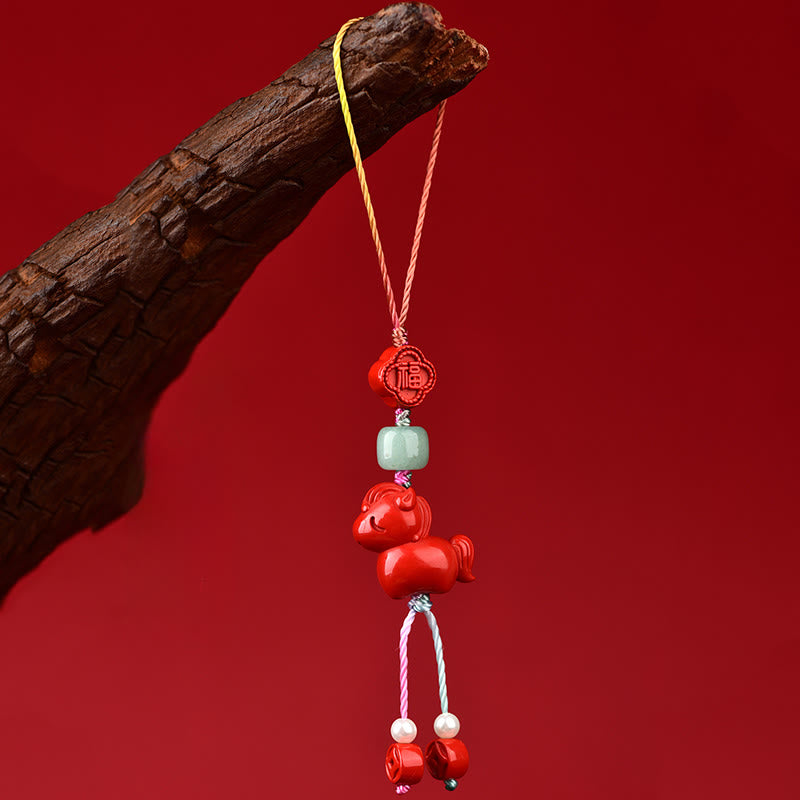 Buddha Stones午年 天然辰砂 福文字良縁祈願携帯電話 吊り下げ 飾り - image 3